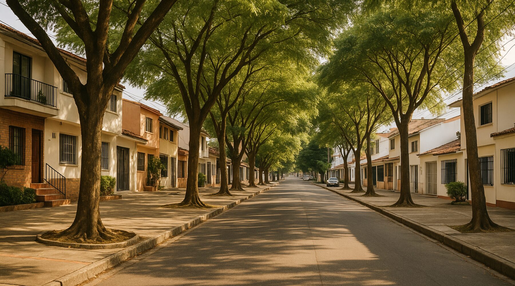 Calle residencial tranquila y arbolada en Bucaramanga