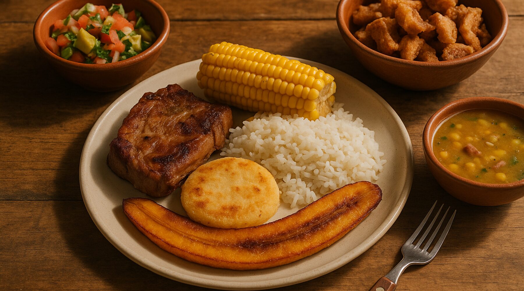 Plato de cocina colombiana inspirado en sabores santandereanos