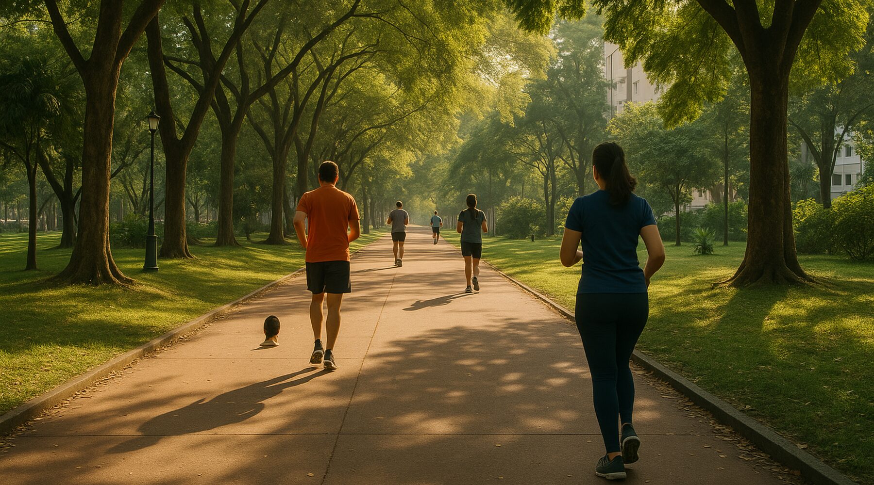 Sendero para caminar y correr en un parque urbano